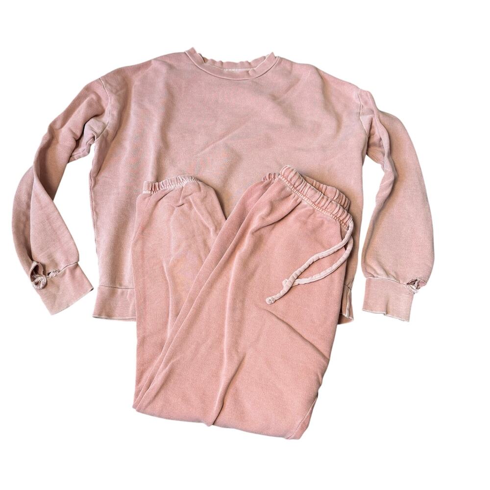 Goodlife Sweatpants Set Venice Terry Women's S 100% Cotton Pink Vintage Wash